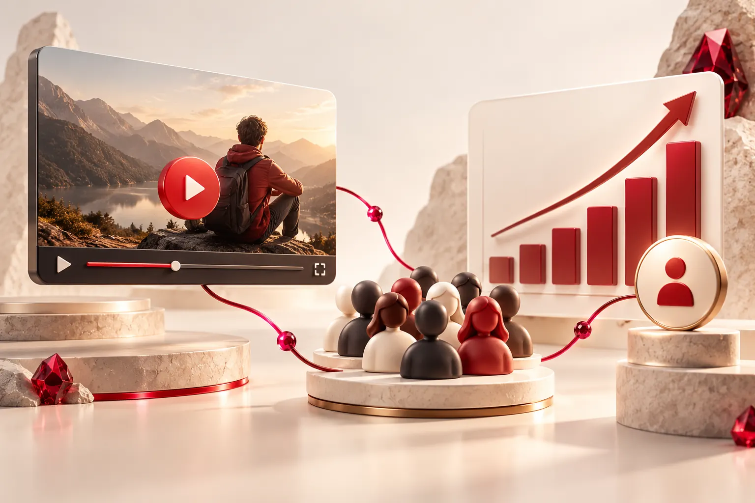 Illustration: a YouTube video ad reaching an audience and driving growth